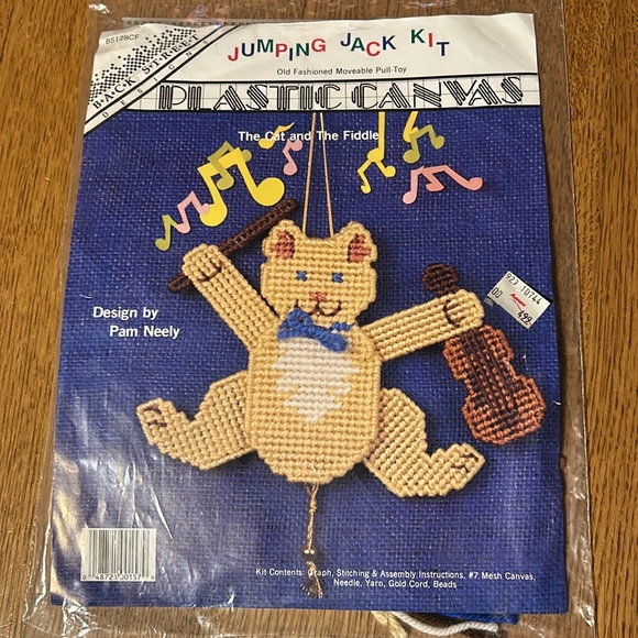 4 New Vintage 1991 Plastic Canvas Old Fashioned Moveable Pull-Toy by Back street - Picture 2 of 11